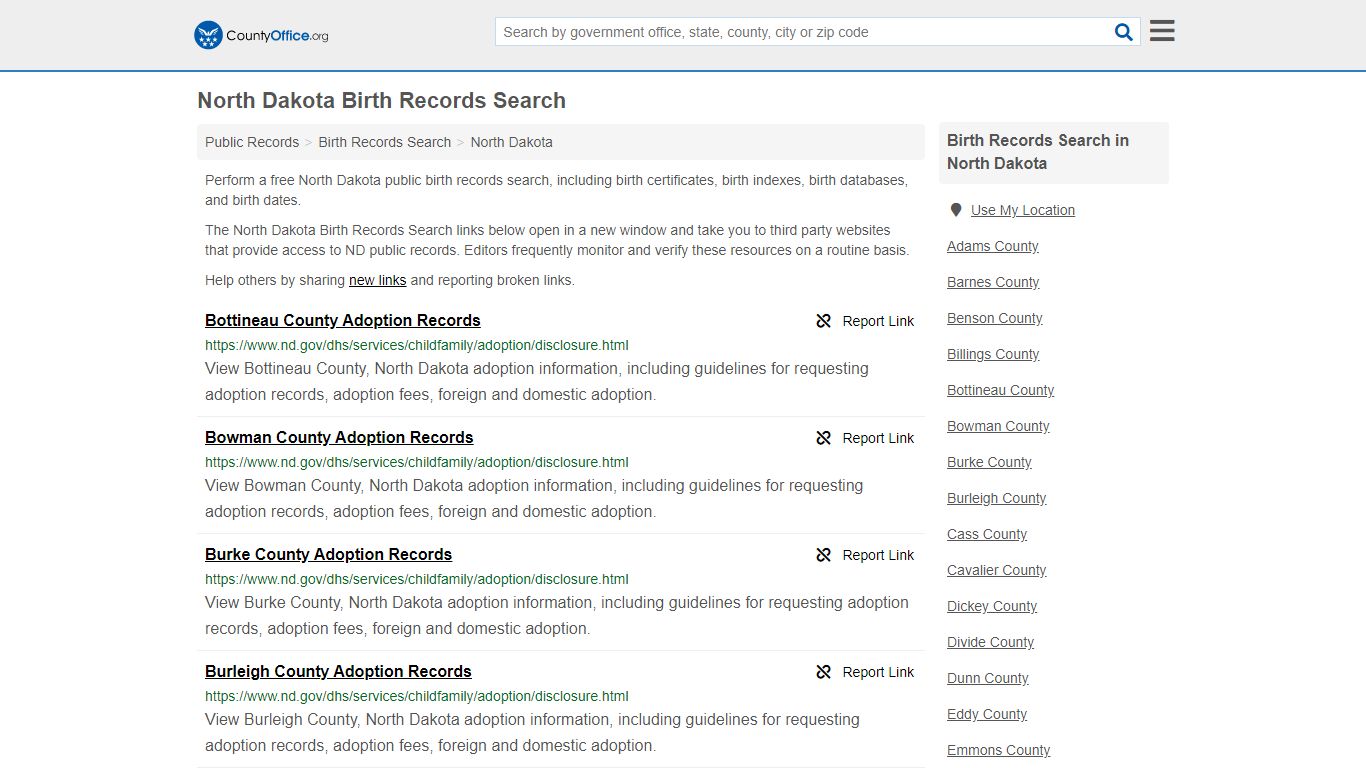 Birth Records Search - North Dakota (Birth Certificates ...